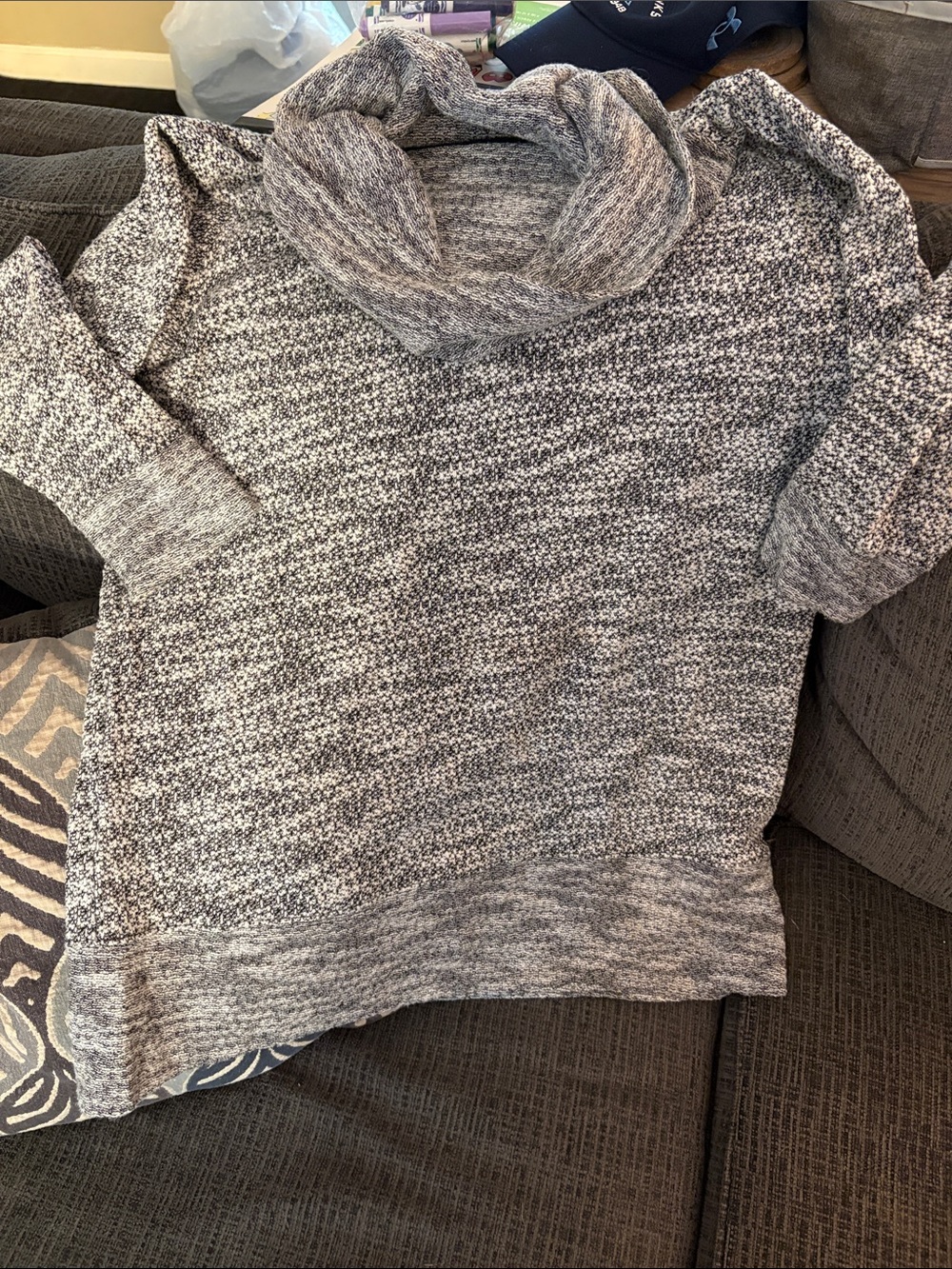 Cozy Marled Cowl Neck Sweater - Gray